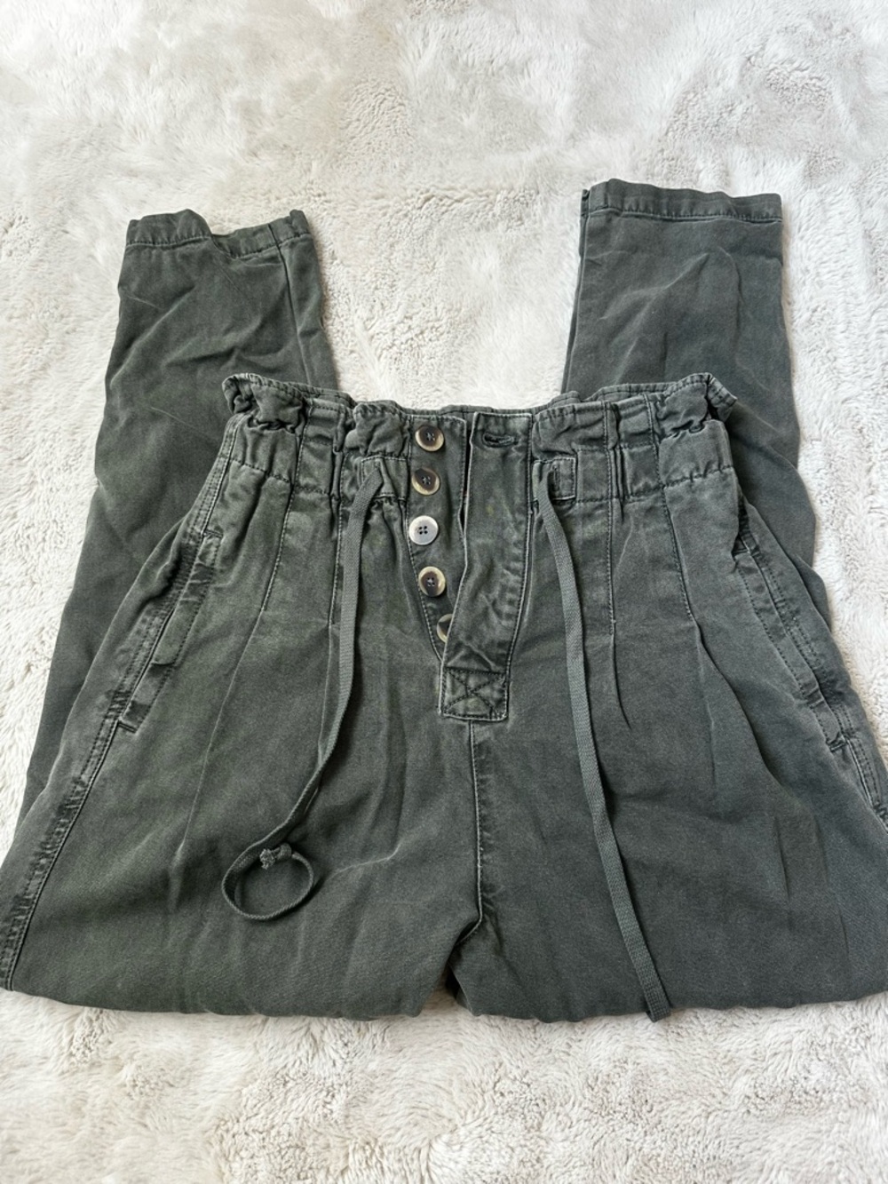 Free people High Waist Button-Front Cargo Pants in Olive